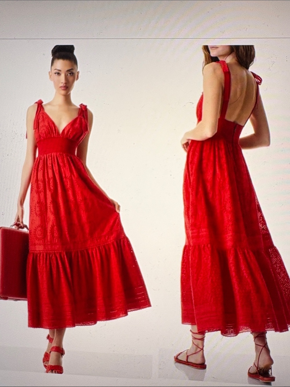 Alice + Olivia Levine Red Eyelet Dress 14